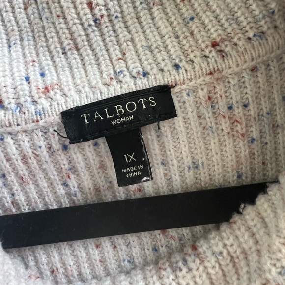 Talbots Pullover Cowl Neck Speckled Confetti Sweater White Multicolor Size 1X - Picture 3 of 4